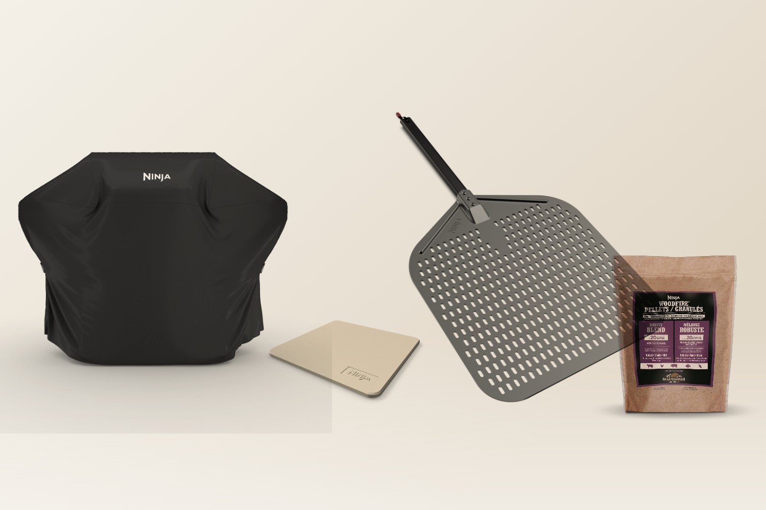 Ninja FlexFlame grill cover, pizza stone, pizza peel and Woodfire pellets