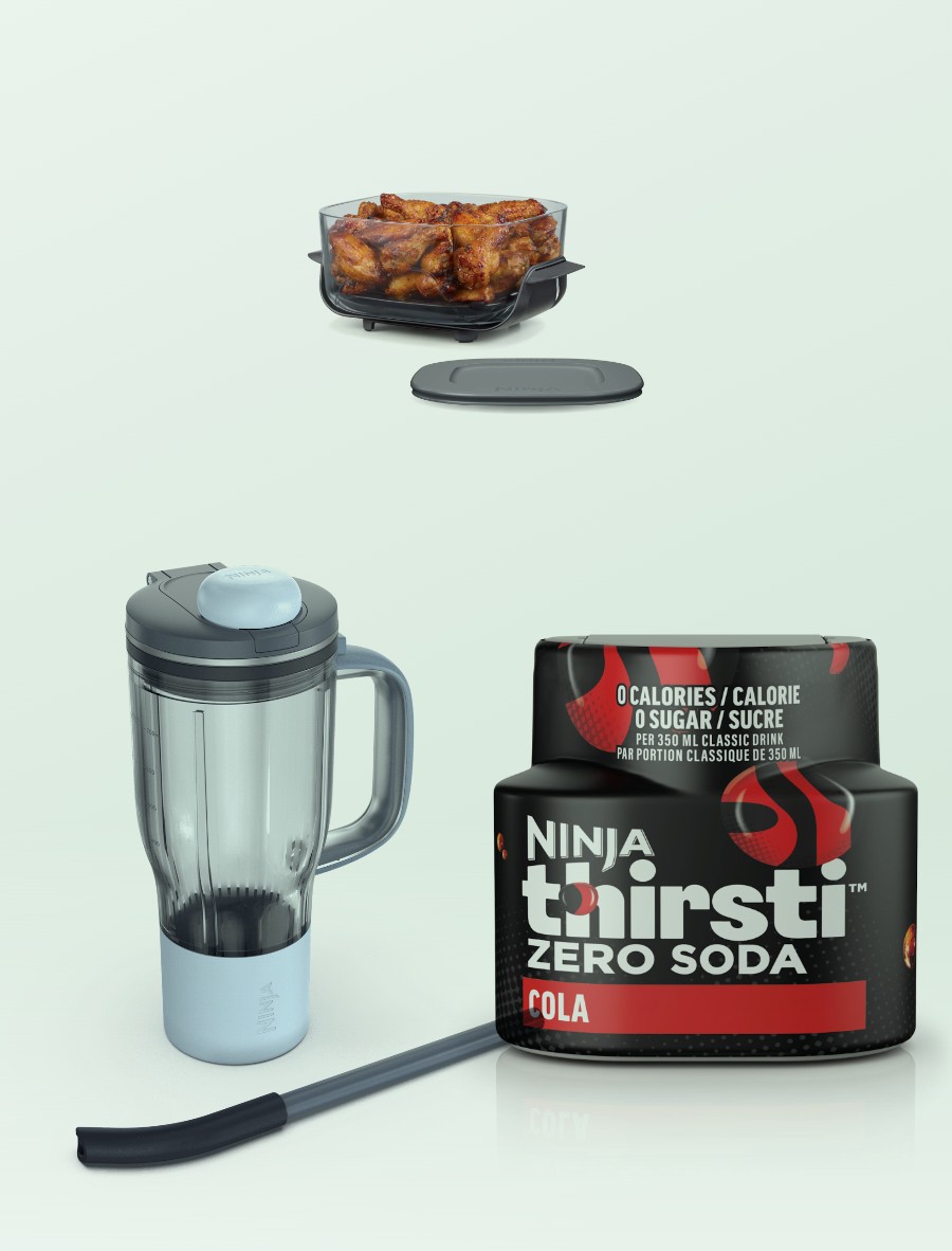 Ninja Crispi container, BlendBOSS tumbler and Thirsti drink drops